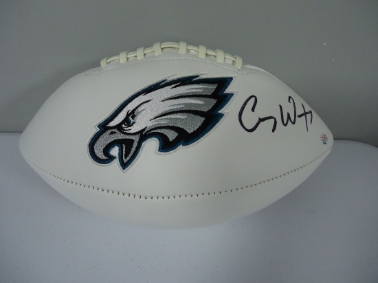 Carson Wentz Philadelphia Eagles Signed autographed full size logo football Certified COA 946