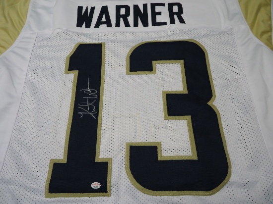Kurt Warner Los Angeles Rams Signed white football jersey Certified COA 003