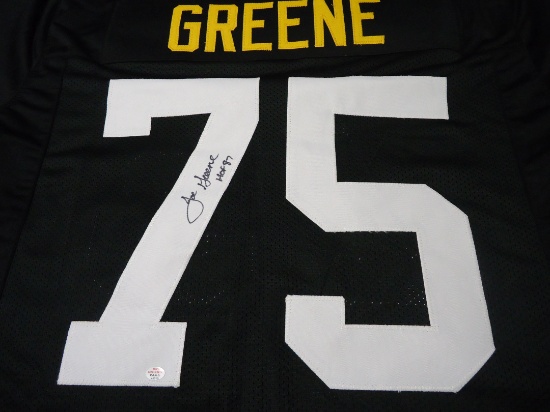 Joe Greene Pittsburgh Steelers Signed black football jersey Certified COA 210