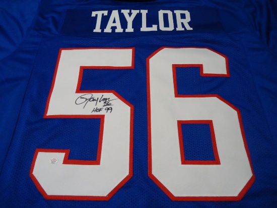 Lawrence Taylor New York Giants signed blue football jersey Certified COA 221