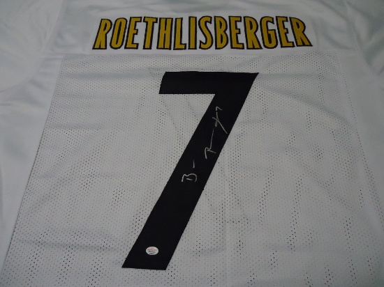 Ben Roethlisberger Pittsburgh Steelers signed white football jersey Certified COA 970