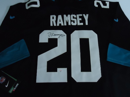 Jalen Ramsey Jacksonville Jaguars signed NFL logo black football jersey Certified COA 235