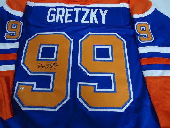 Wayne Gretzky Edmonton Oilers signed blue hockey jersey Certified COA 502