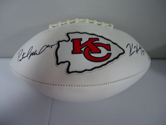 Patrick Mahomes Kareem Hunt KC Chiefs signed full size logo football Certified COA 115