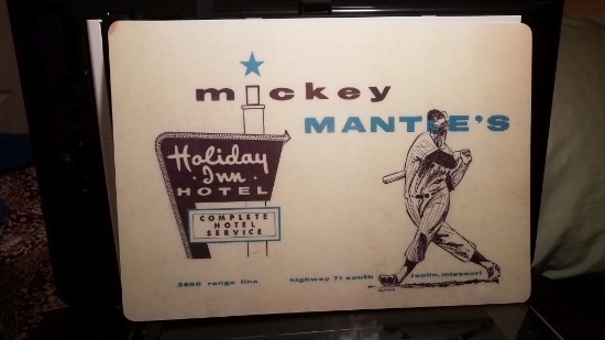 RARE MICKEY MANTLE HOLIDAY INN PLACEMAT