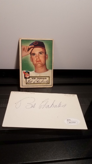 BOB CHAKALES 1952 TOPPS WITH SIGNED 3X5 JSA COA