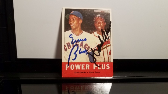 ERNIE BANKS WILLIE MAYS SIGNED 1954 TOPPS CARD COA