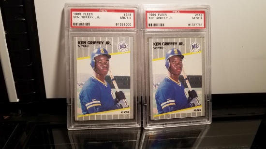 LOT OF 2 KEN GRIFFEY JR FLEER PSA 9 MINT ROOKIES