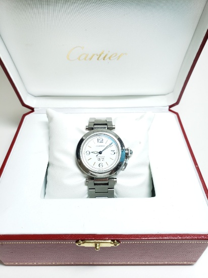 Designer Cartier Pasha 38mm St. Steel White Dial Automatic Watch