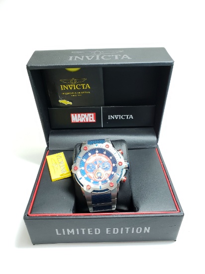 Mens Limited Edition Invicta Captain America Super Hero Watch with Box