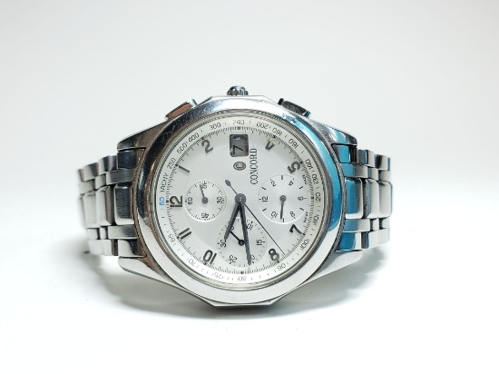 Mens Concord Large St. Steel Automatic Chronograph Watch "Not Working"