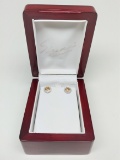 Womens 14k Love Stud Genuine Chocolate & Clear Diamond Earrings