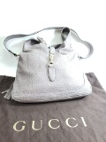 New Gucci Grey Large Grainy Leather New Jackie Hobo Bag