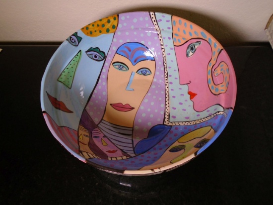 Wendy I Williams colorful ceramic bowl with faces.