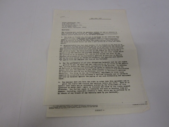 Carol Lawrence Actress / Entertainer signed official contract Sonny & Cher Show 1973