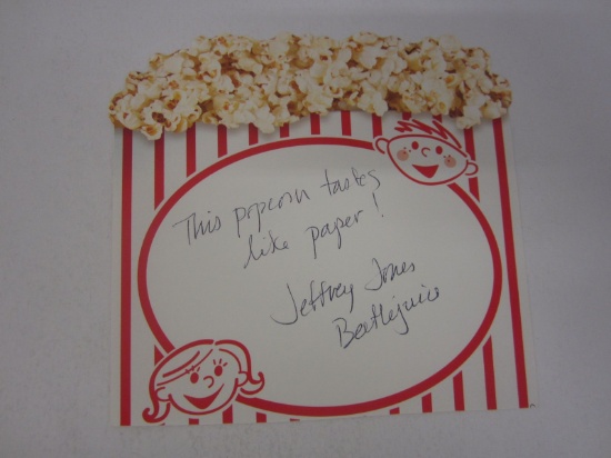 Jeffrey Jones Beatlejuice signed autographed popcorn novelty card Certified COA