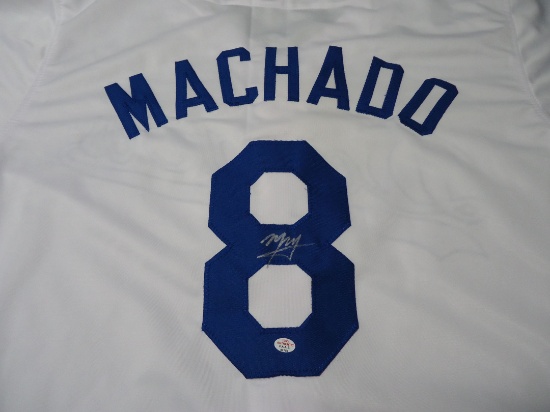 Manny Machado of the Los Angeles Dodgers Autographed white baseball jersey Certified COA 754