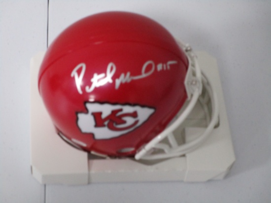 Pat Mahomes of the Kansas City Chiefs Autographed mini football helmet Certified COA 824
