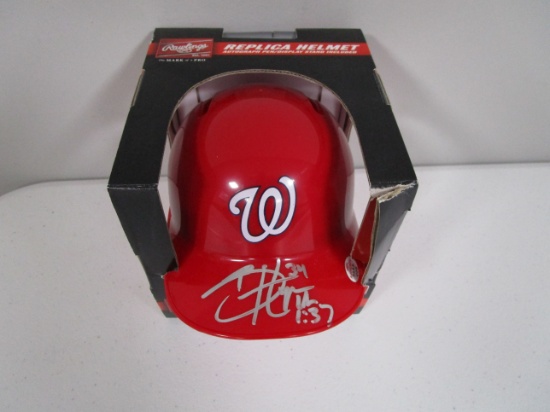 Bryce Harper of the Washington Nationals Autographed mini batting helmet Certified COA 049
