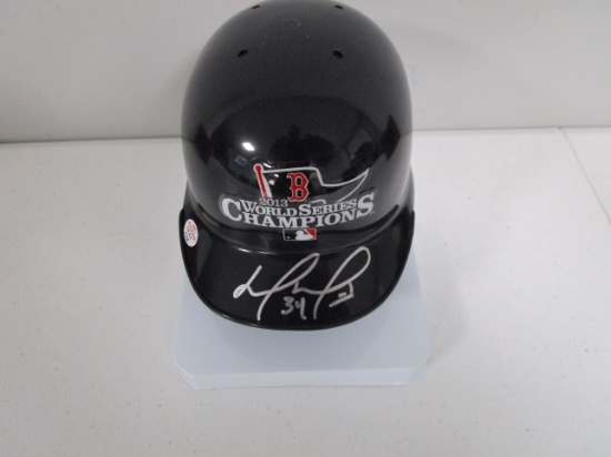 David Ortiz of the Boston Red Sox Autographed mini World Series batting helmet Certified COA 038