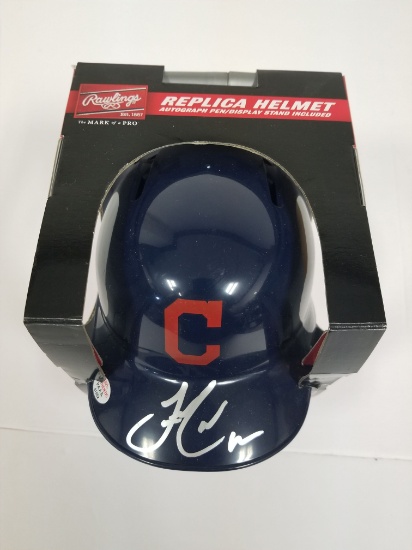 Francisco Lindor of the Cleveland Indians Autographed mini batting helmet Certified COA