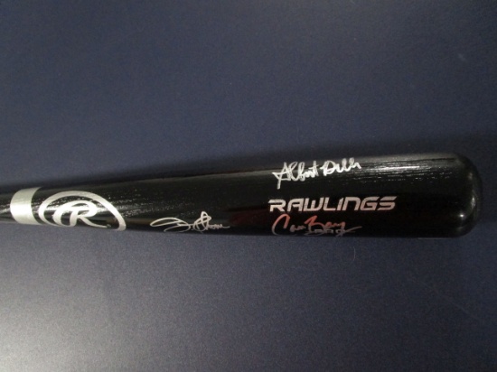 Jim Thome Belle Baerga +3 of the Cleveland Indians autographed black FS baseball bat COA 234