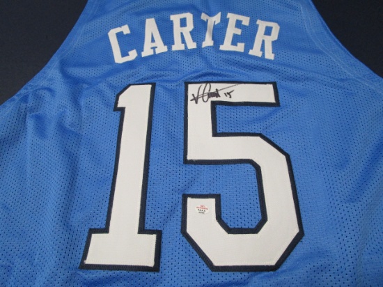 Vince Carter of the North Carolina Tar Heels autographed blue basketball jersey Certified COA 564