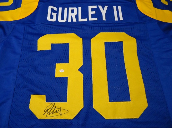 Todd Gurley III of the Los Angeles Rams Signed Autographed blue football jersey Certified COA 152