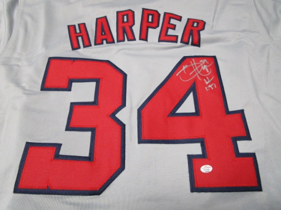 Bryce Harper of the Washington Nationals autographed gray baseball jersey Certified COA 856