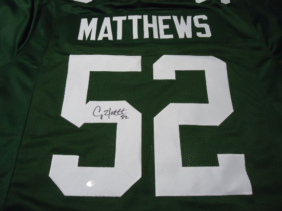 Clay Matthews of the Green Bay Packers  Autographed green football jersey Certified COA 477