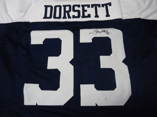 Tony Dorsett of the Dallas Cowboys Signed Autographed blue football jersey Certified COA 270