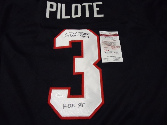 Pierre Pilote of the Chicago Blackhawks Signed Autographed black hockey jersey Certified COA 524