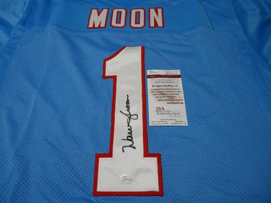 Warren Moon of the Houston Oilers Signed Autographed light blue football jersey Certified COA 328