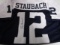 Roger Staubach of the Dallas Cowboys signed blue & white football jersey Certified COA 232