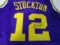 John Stockton of the Utah Jazz signed purple basketball jersey Certified COA 476