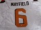 Baker Mayfield of the Cleveland Browns signed white football jersey Certified COA 205