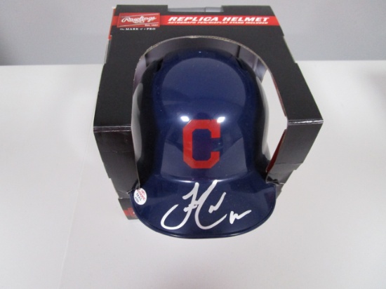 Francisco Lindor of the Cleveland Indians autographed mini batting helmet Certified COA 052