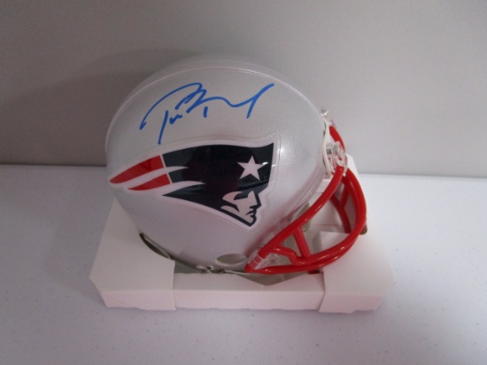 Tom Brady of the New England Patriots autographed mini football helmet Certified COA 750