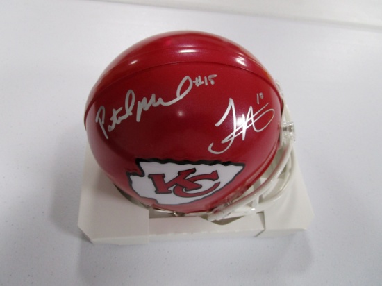 Pat Mahomes Tyreek Hill of the Kansas City Chiefs signed mini football helmet Certified COA 841