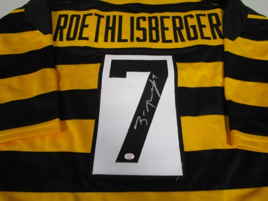 Ben Roethlisberger of the Pittsburgh Steelers signed bumblebee football jersey Certified COA 508