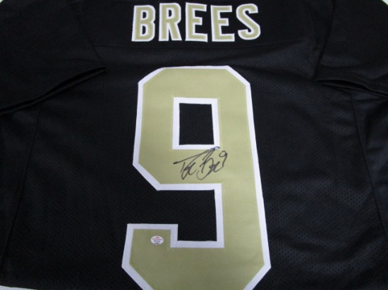 Drew Brees of the New Orleans Saints signed black football jersey Certified COA 984