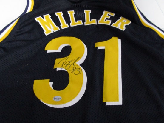 Reggie Miller of the Indiana Pacers signed blue basketball jersey Certified COA 469