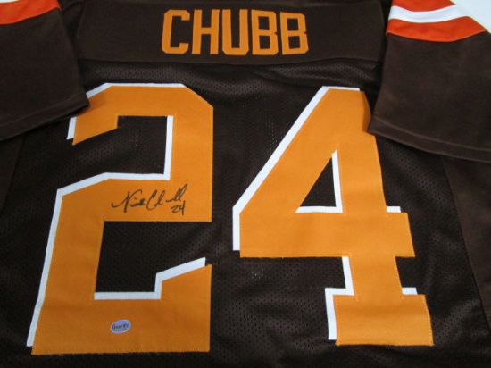 Nick Chubb of the Cleveland Browns signed Brown football jersey Certified COA 468