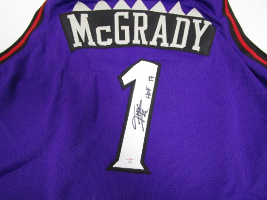 Tracy McGrady of the Toronto Raptors signed purple basketball jersey Certified COA 721