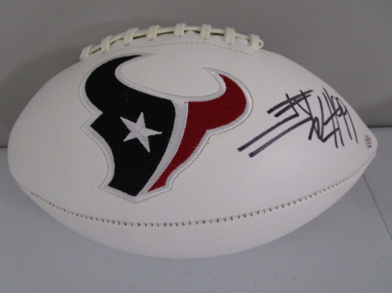 JJ Watt of the New England Patriots signed autographed logo football Certified COA 862