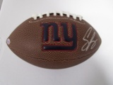 Saquon Barkley of the NY Giants autographed mini logo football Certified COA 449