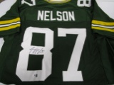 Jordy Nelson of the Green Bay Packers signed green football jersey Certified COA 756
