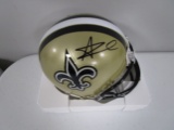 Alvin Kamara of the New Orleans Saints signed mini football helmet Certified COA 757