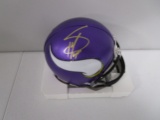 Stefon Diggs of the Minnesota Vikings signed mini football helmet Certified COA 702