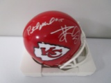 Pat Mahomes Travis Kelce of the Kansas City Chiefs signed mini football helmet Certified COA 839